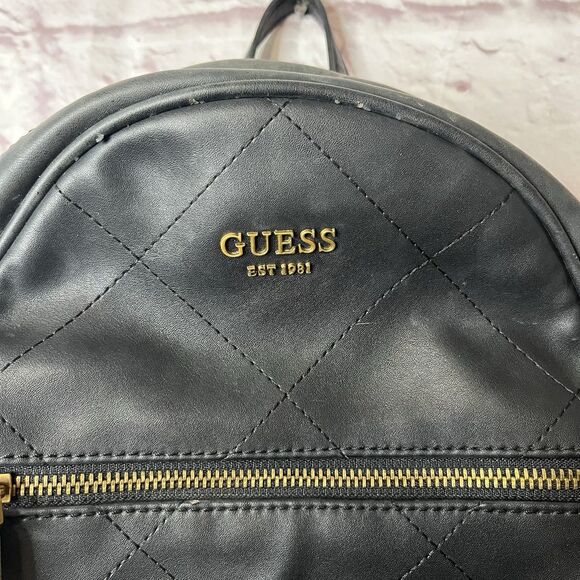 GUESS Women’s Small Black Faux Leather Backpack Designer Fashion Bag - Picture 2 of 9
